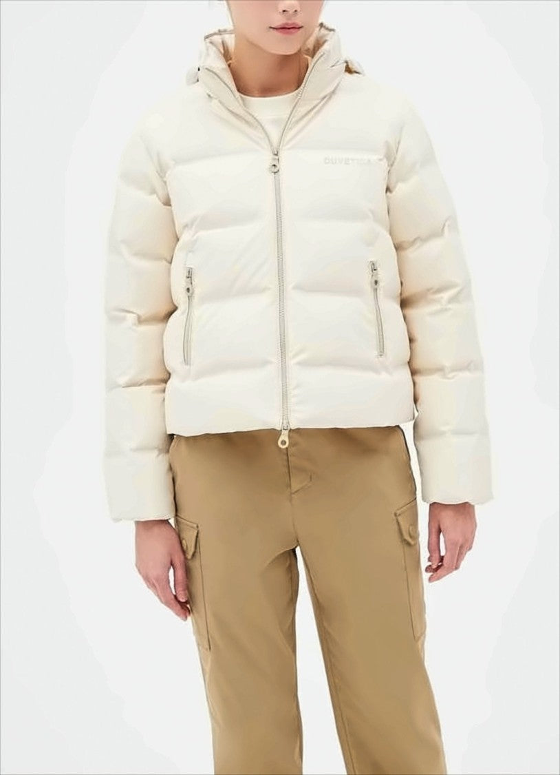 Duvetica Cropped Puffer Jacket With High Collar And Horizontal Quilting