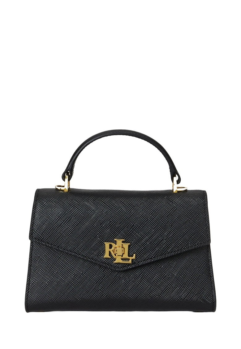 Lauren Ralph Lauren Structured Black Satchel With Adjustable Strap