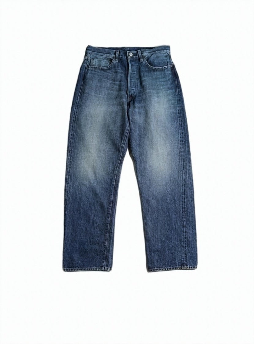 Ordinary Fits Cropped Medium Blue Denim Pants With Classic Five-Pocket Design