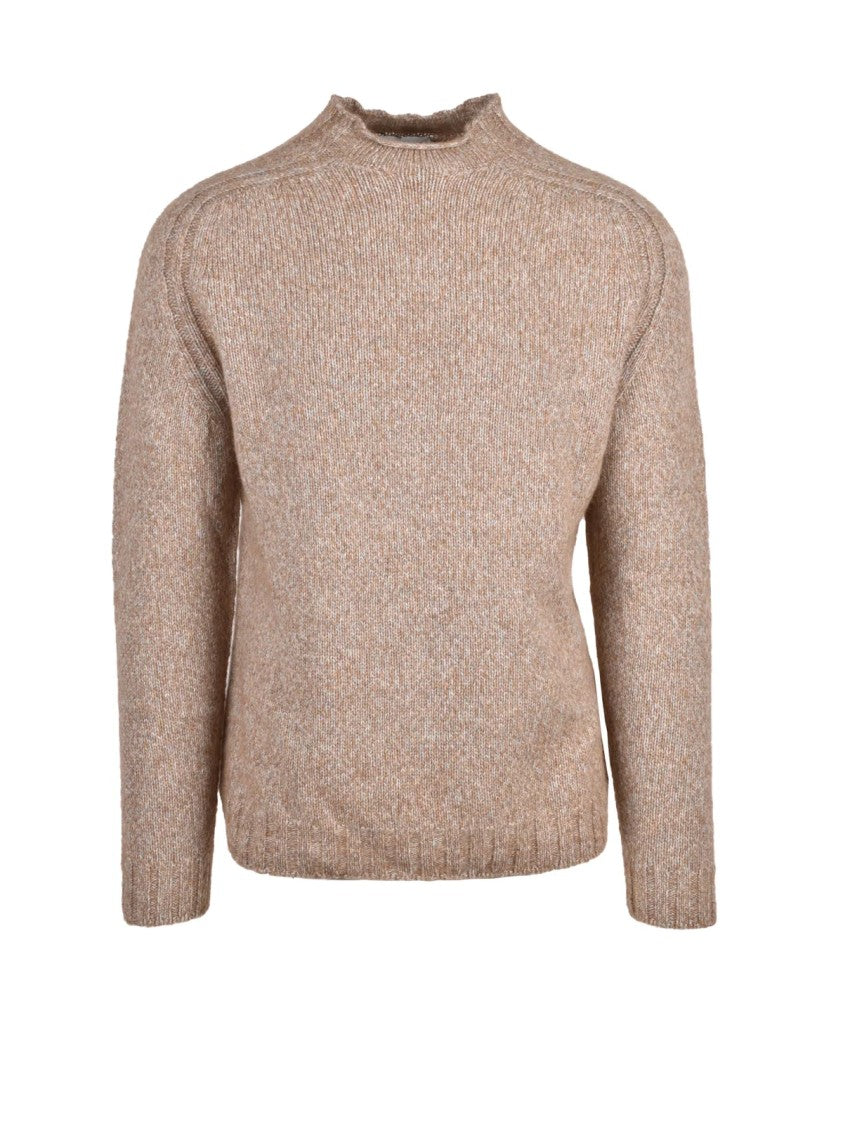 Terzo Fuso 1952 Beige Wool-Blend Stand-Neck Sweater