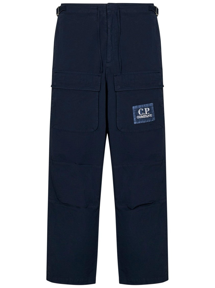 C.P. Company Relaxed Fit Black Cargo Pants With Drawstring Waist And Functional Pockets