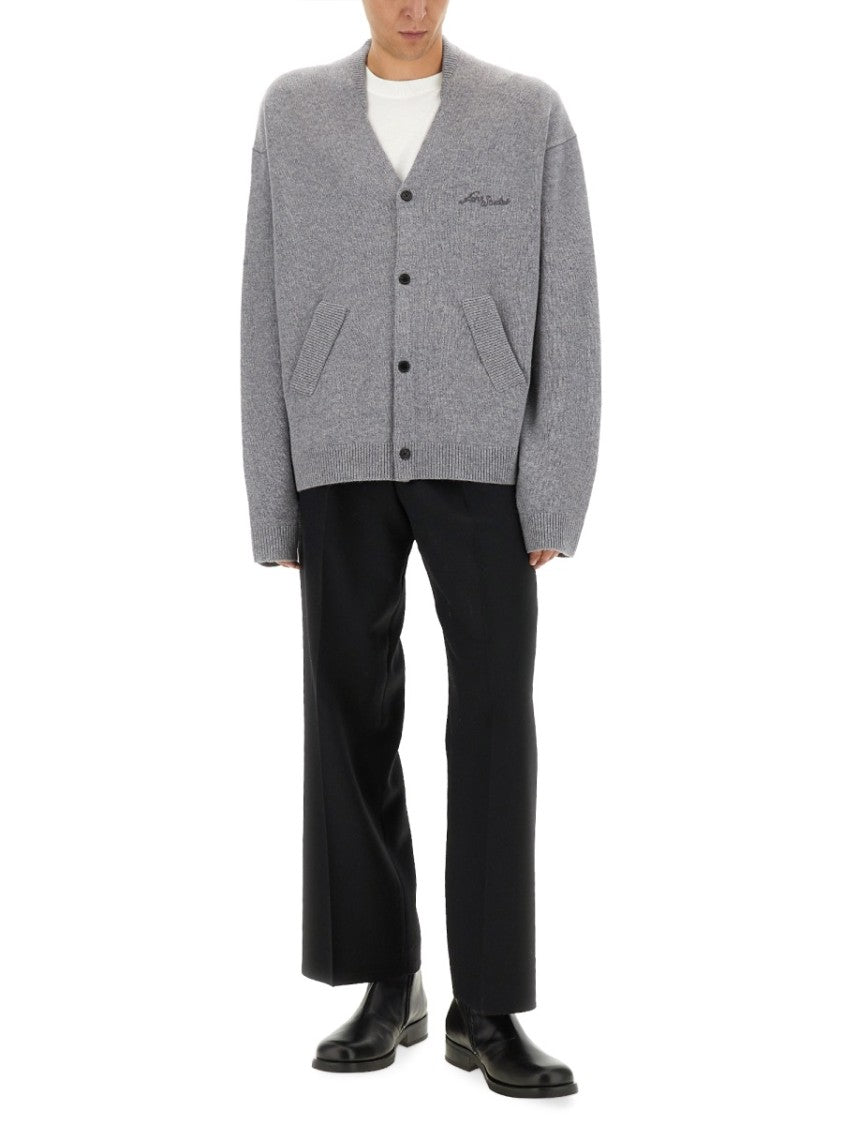 Acne Studios Relaxed-Fit V-Neck Cardigan With Button-Down Front And Embroidered Detailing