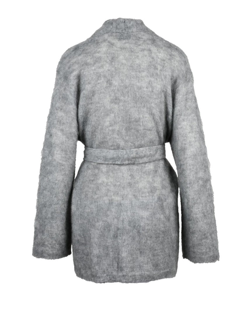 Forte Forte Grey Mohair-Blend Belted Cardigan