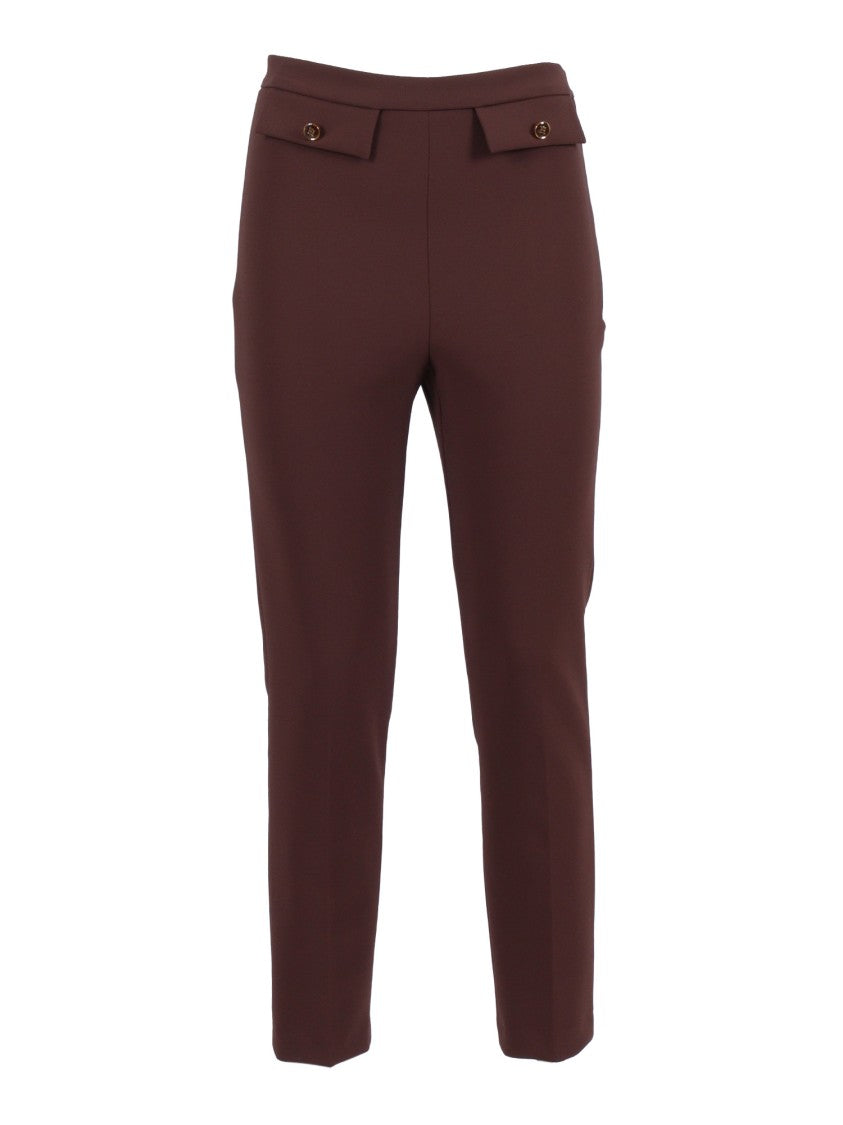 Elisabetta Franchi Tailored High-Waisted Trousers With Decorative Flap Pockets