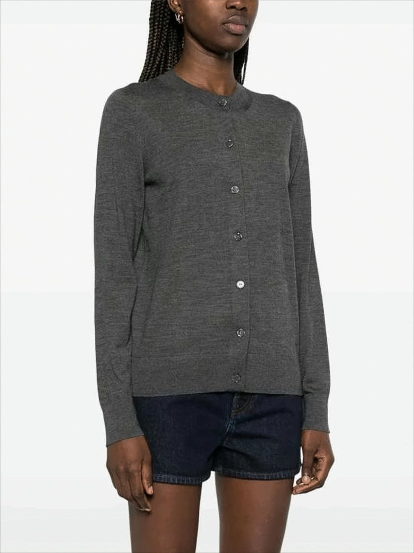 Burberry Fine-Knit Gray Cardigan With Button-Down Front