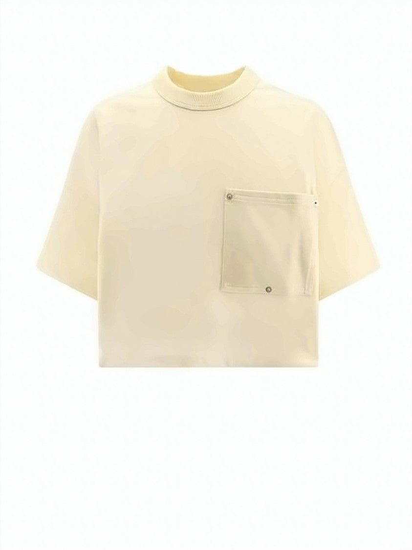 Bottega Veneta Cropped Cotton T-Shirt With Minimalist Design And Pocket Accents