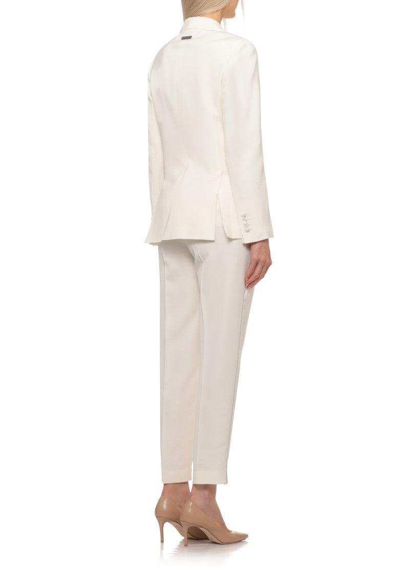 Peserico Aurea Ivory Viscose Double-Breasted Blazer