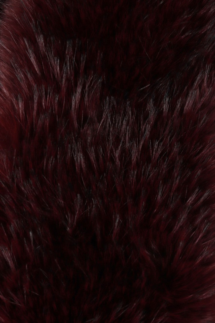 Rotate Plush Faux Fur Scarf In Rich Burgundy