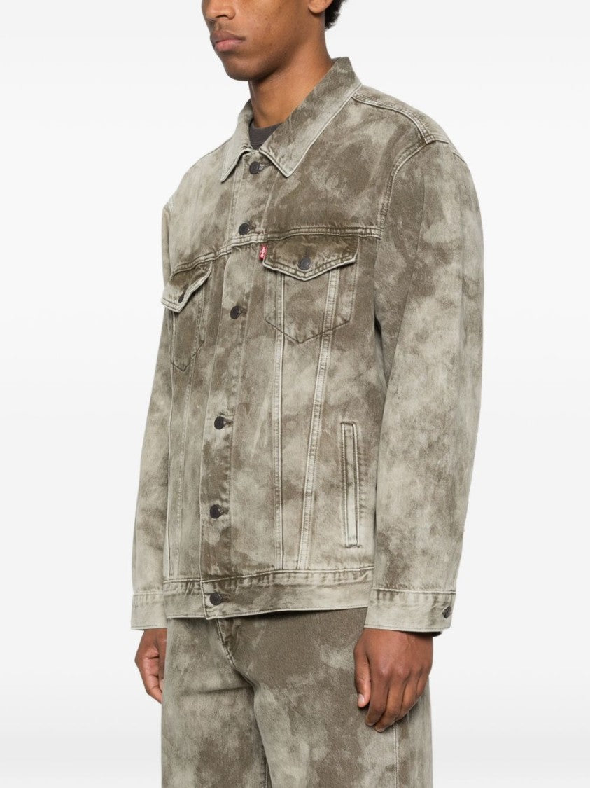 Levi's Washed Grey Denim Jacket With Mottled Design