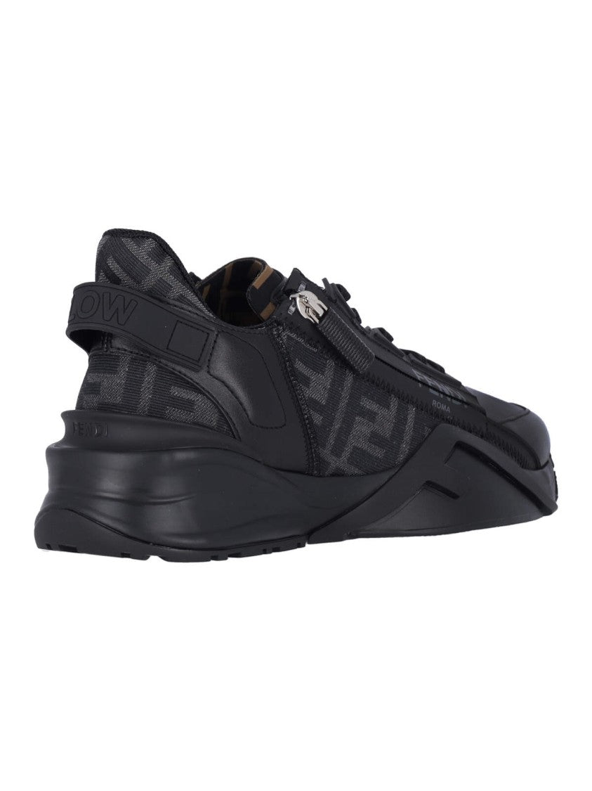 Fendi Black Flow Ff Logo Leather Sneakers