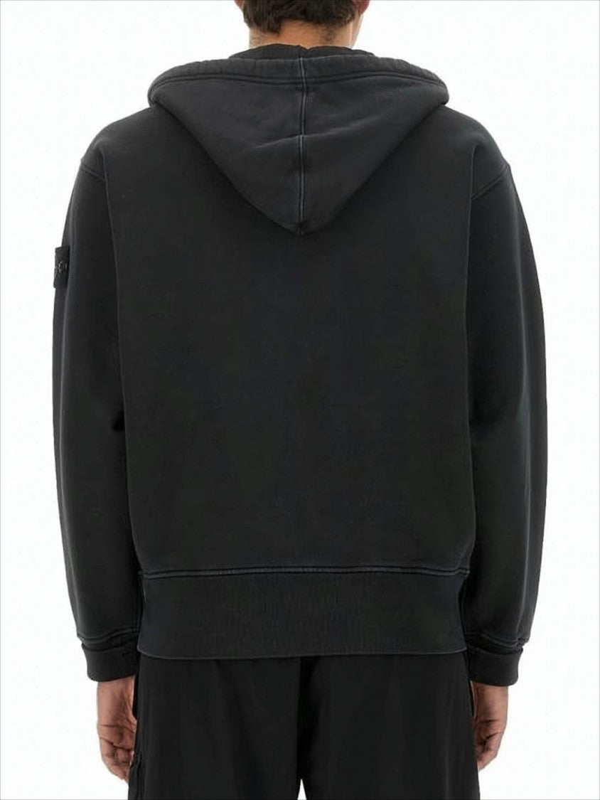 Stone Island Black Hoodie With Adjustable Drawstring