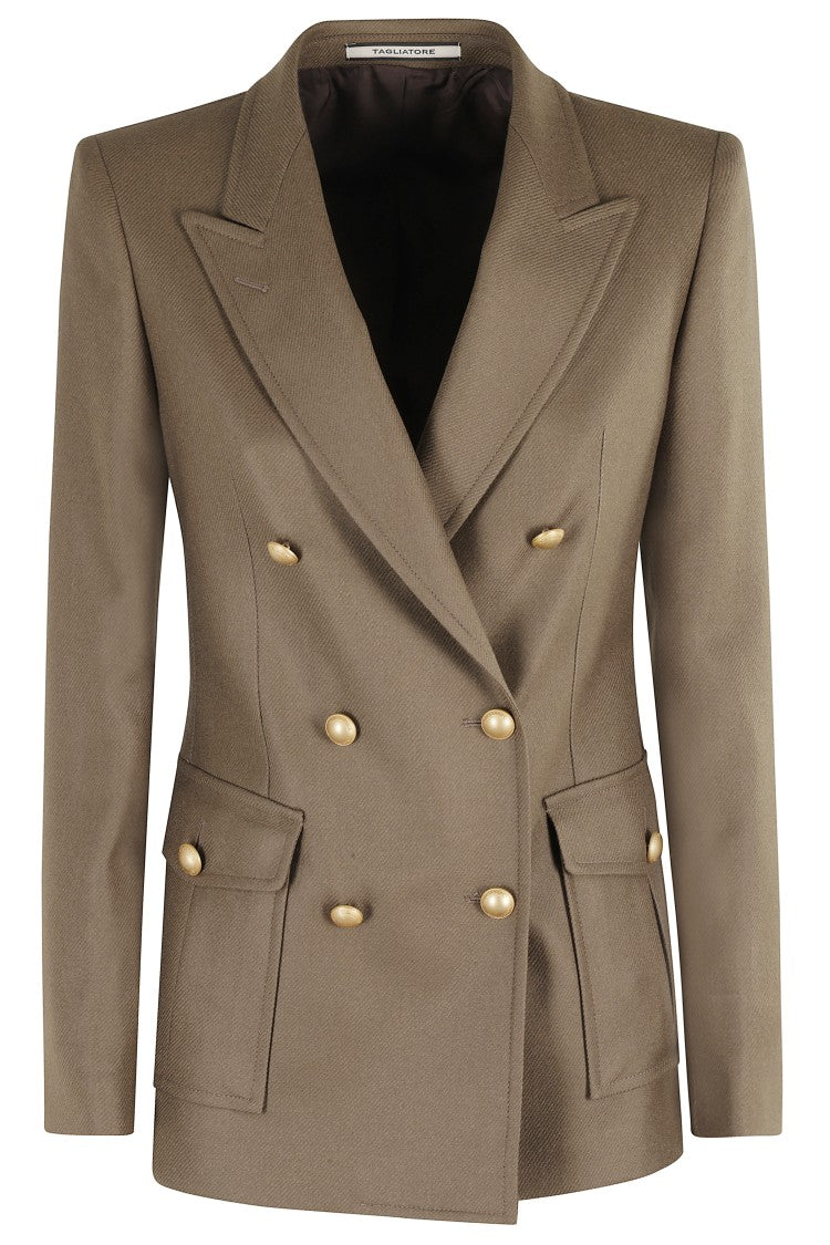 Tagliatore Double-Breasted Tailored Wool Jacket With Notch Lapel