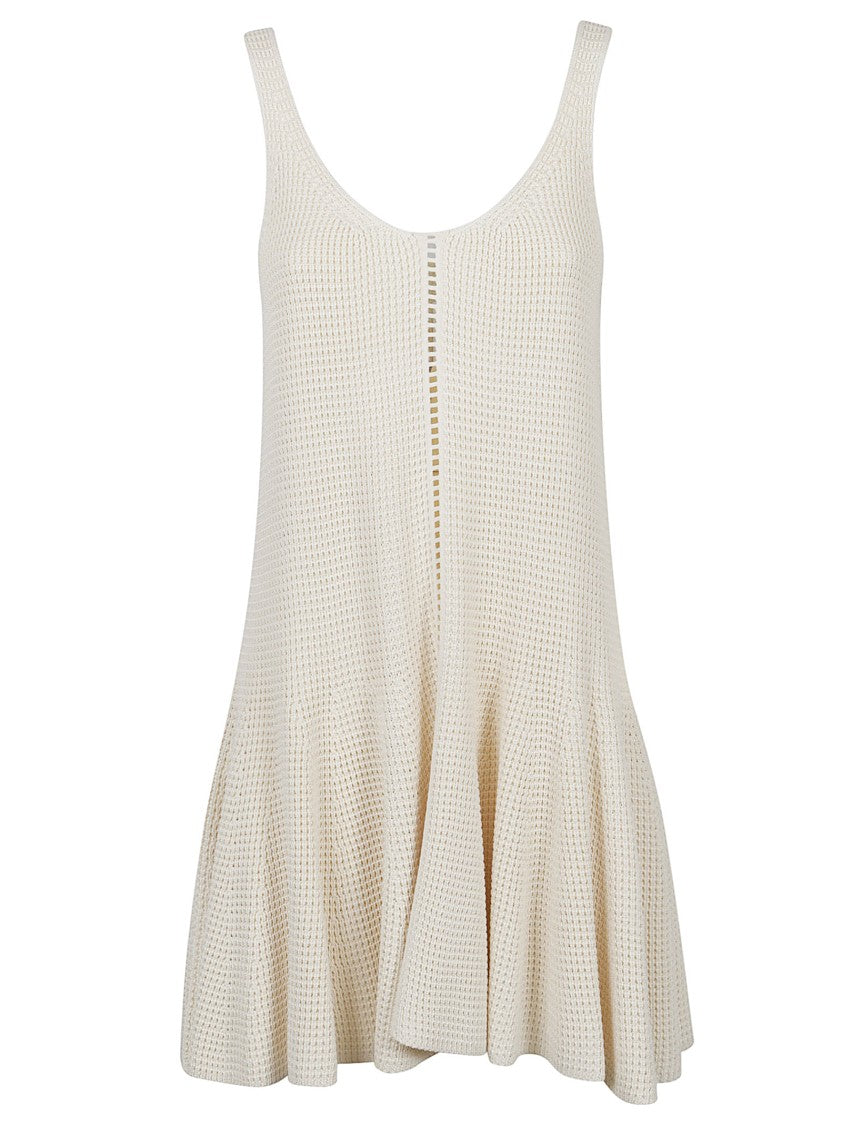 Alaïa Silk Waffle Knit Mini Dress With Godet Hem