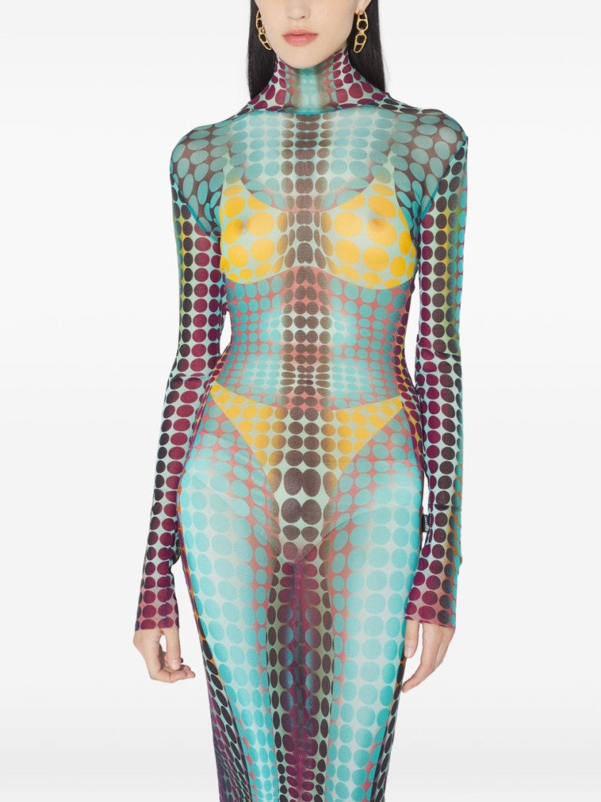 Jean Paul Gaultier Multicolour Silk And Nylon Bodycon Dress