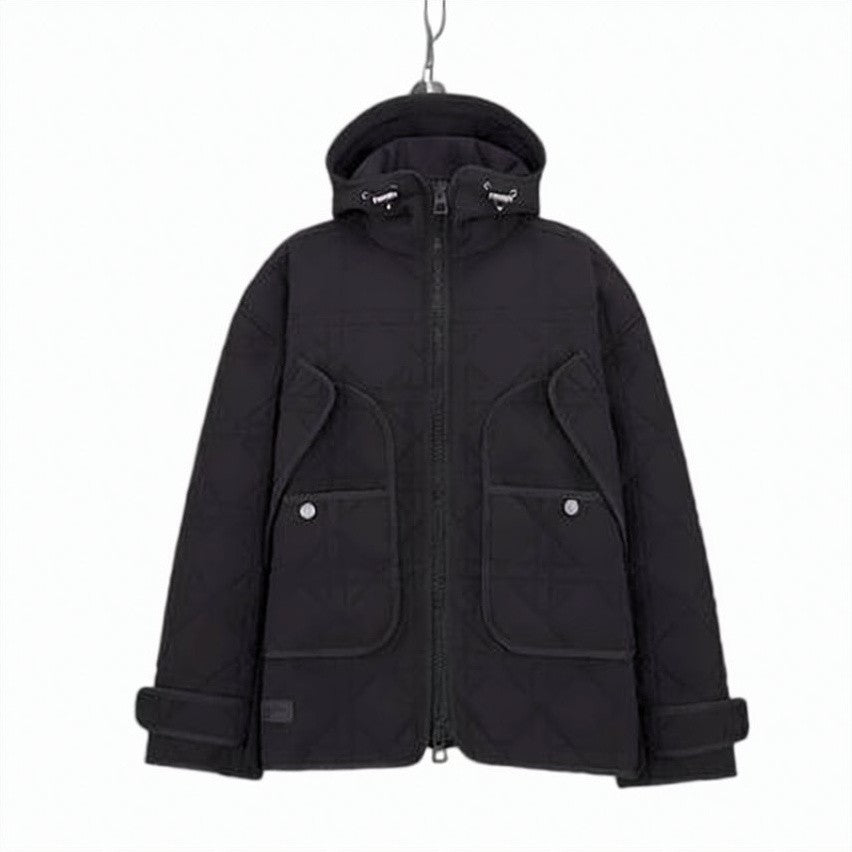 Christian Dior Quilted Black Jacket With Hood And Spacious Pockets
