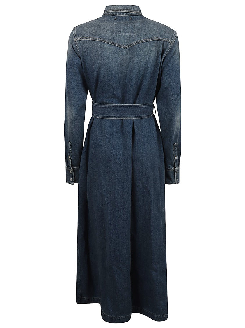 Golden Goose Denim Maxi Dress With Button-Up Front