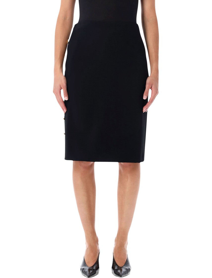 Versace Gold Button Accent Knee-Length Skirt