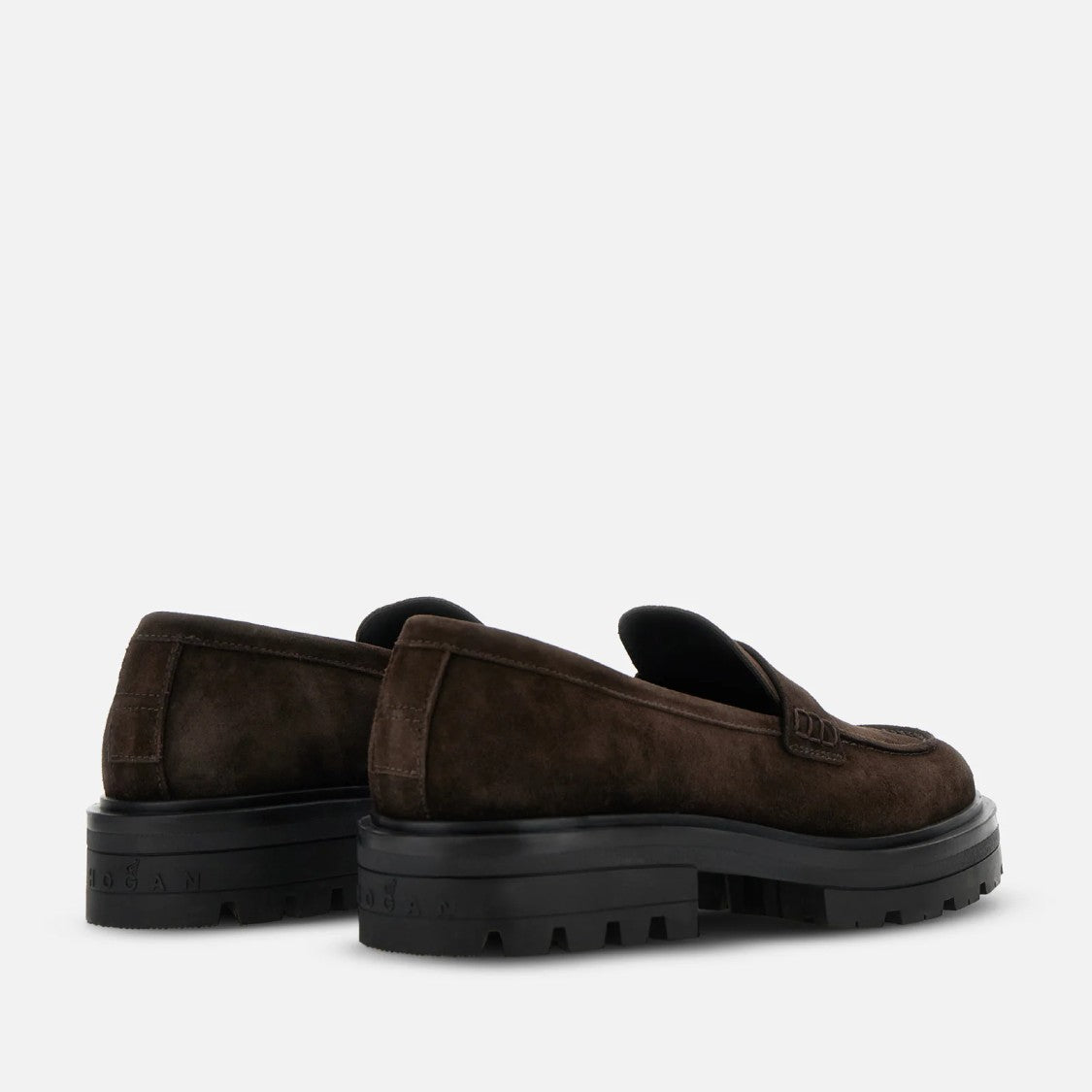 Hogan Elegant Brown Suede Moccasins With Rubber Sole