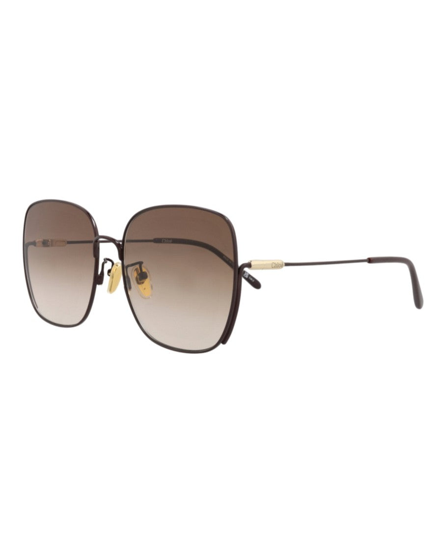 Chloé Square-Frame Metal Sunglasses