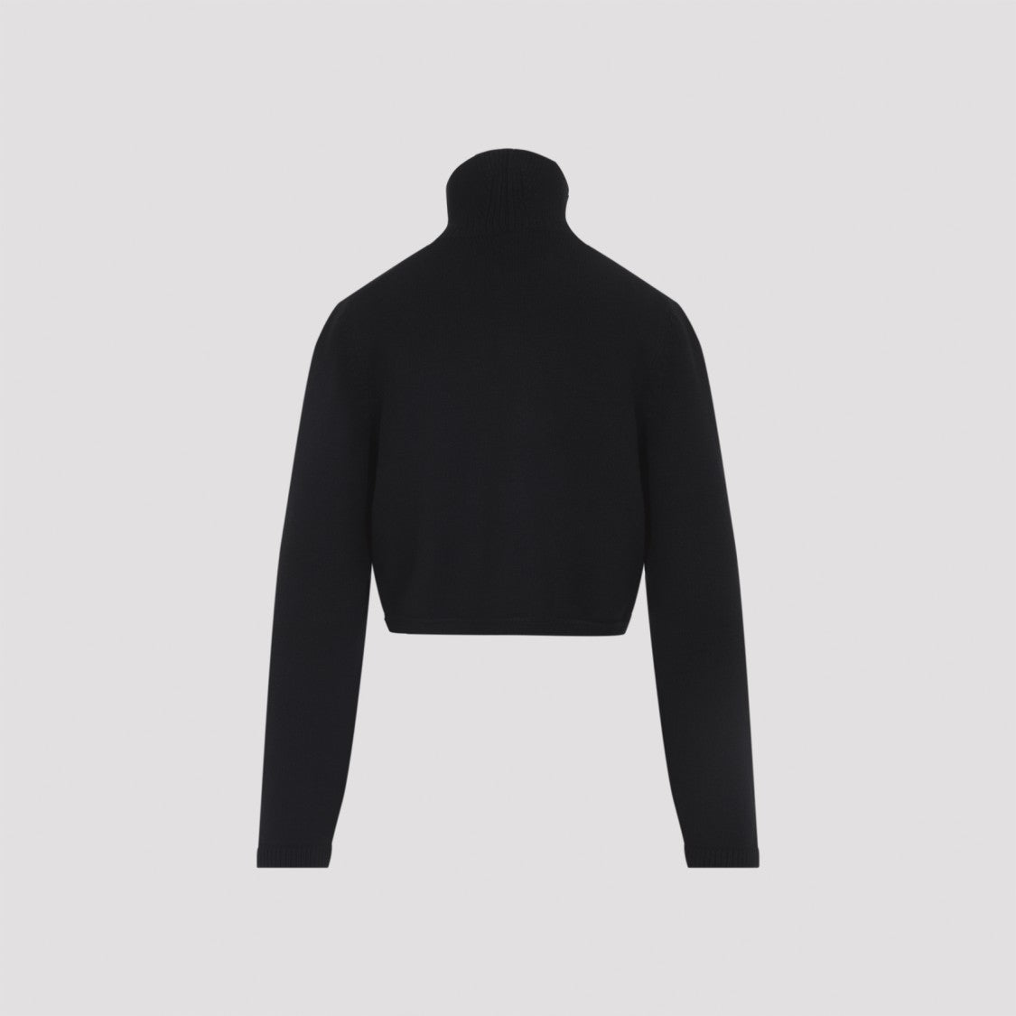 Alaïa Cropped Black Cashmere Pullover With Standing Collar