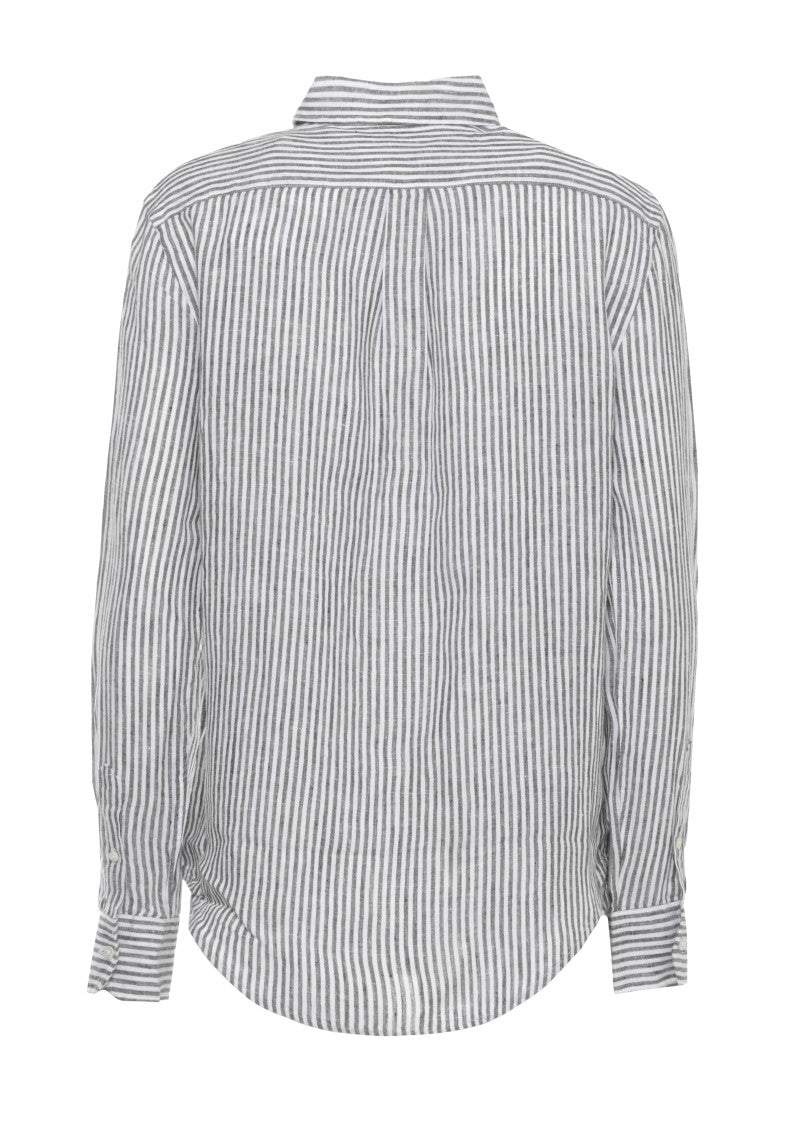 Polo Ralph Lauren Green Striped Pony Embroidered Linen Shirt