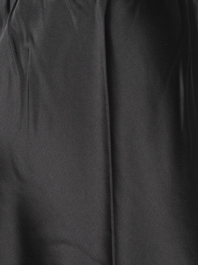 Almada Label Relaxed Fit Black Satin Pants With Elastic Waistband