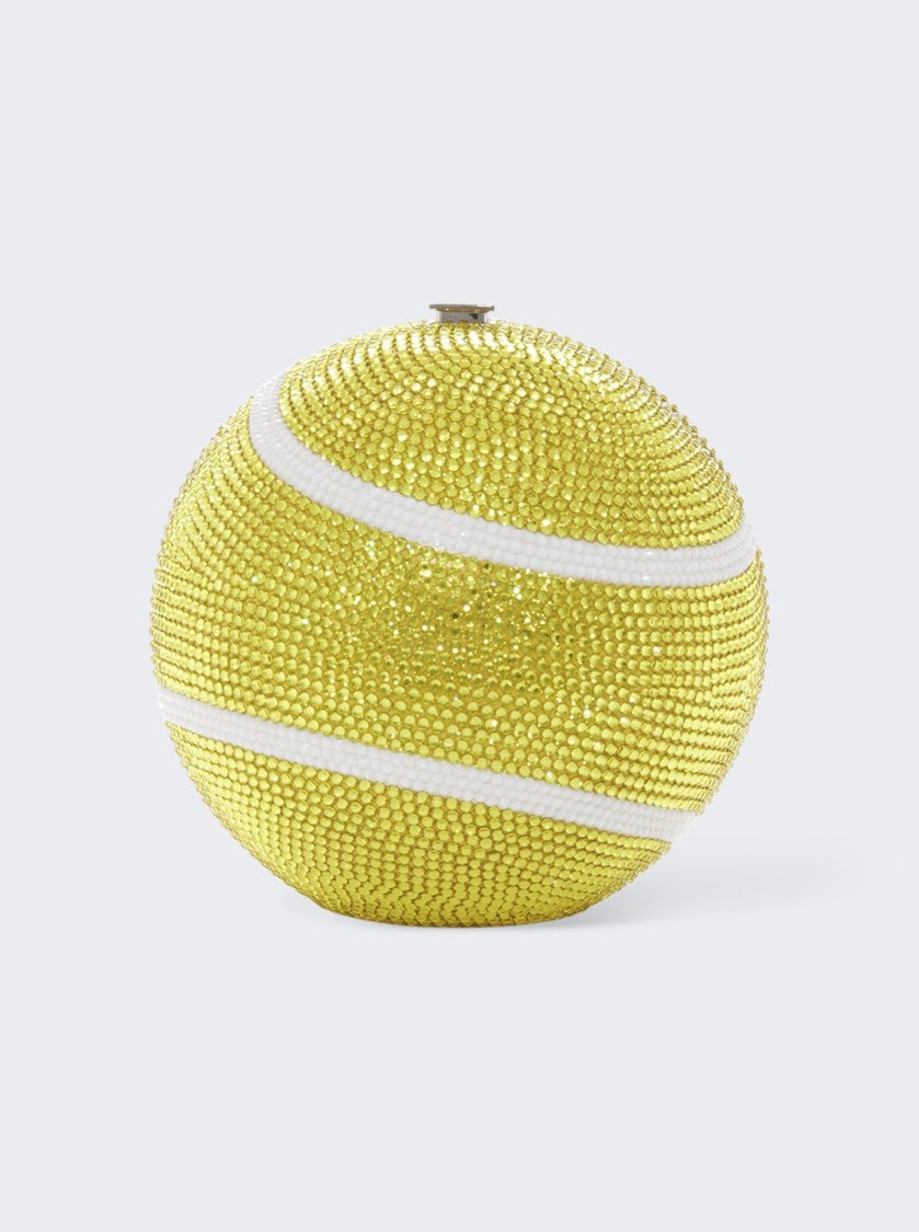 Judith Leiber Tennis Ball Clutch Yellow And White Crystal