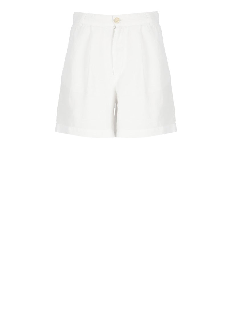 120% Lino White Linen Bermuda Shorts