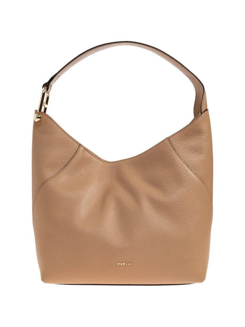 Furla Slouchy Brown Pebbled Leather Handbag