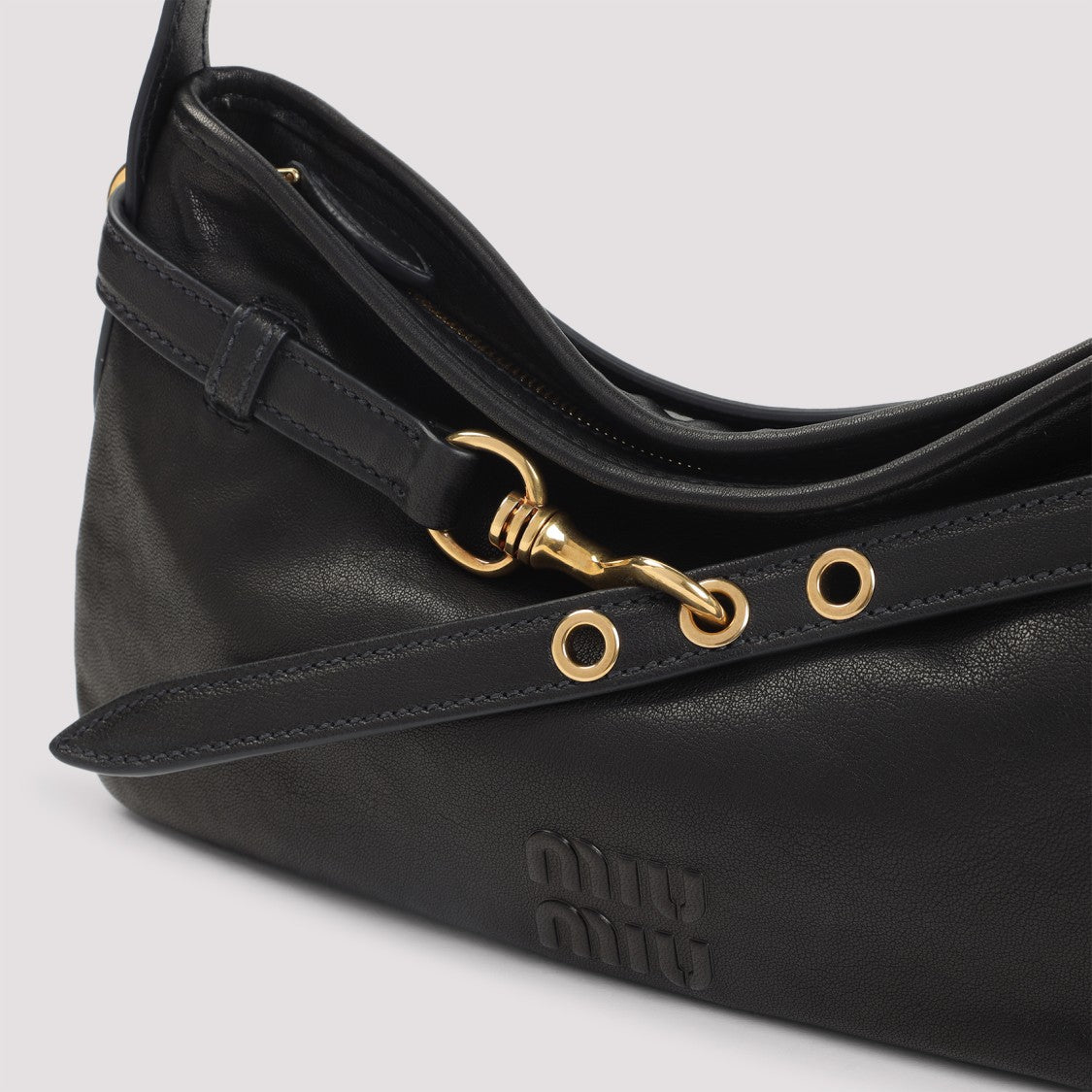 Miu Miu Pure Oak Black Lamb Leather Shoulder Bag