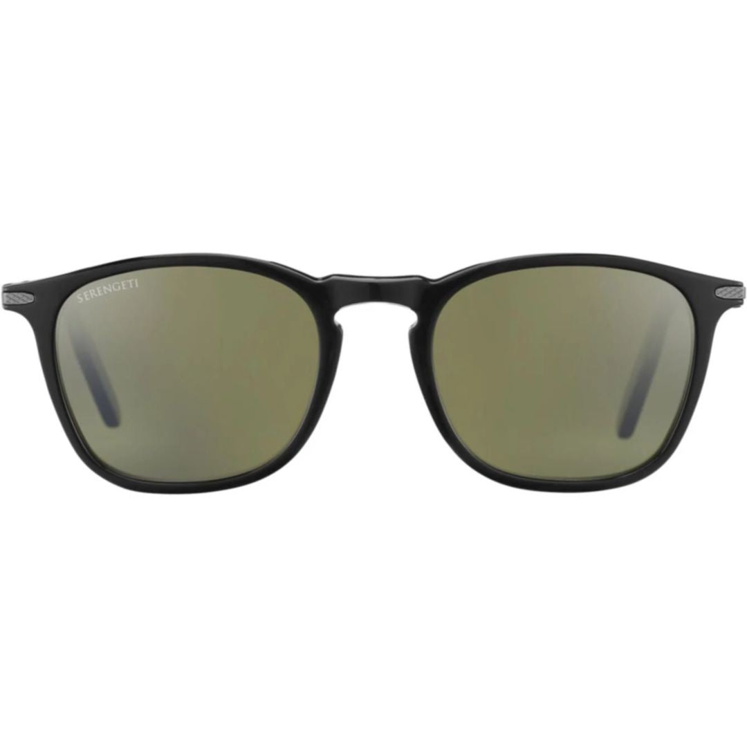 Serengeti Delio Classic Rectangular Acetate Sunglasses With Muted Green Lenses