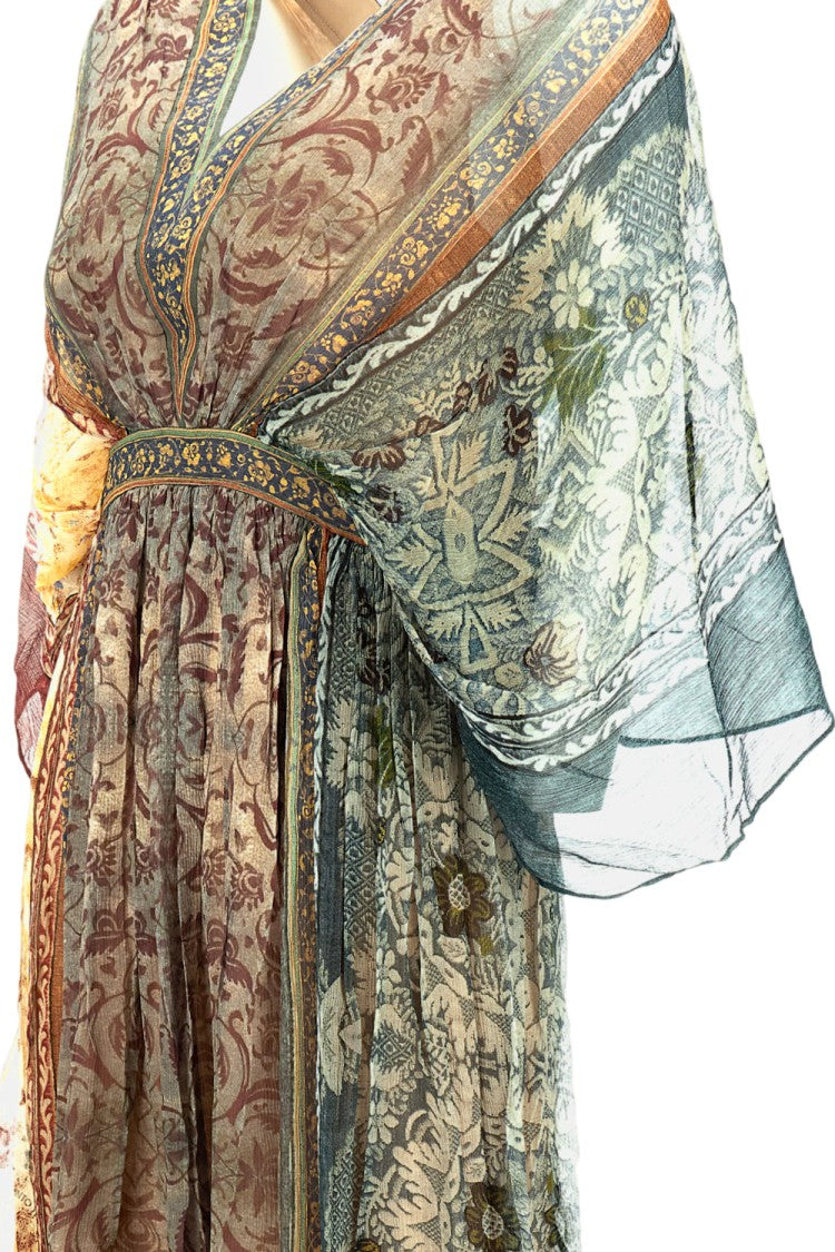 Into The East Flared Maxi Dress With V-Neckline