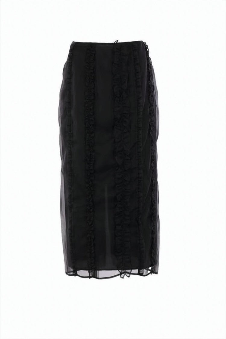 Cecilie Bahnsen Vertical Ruffled Silk Midi Skirt