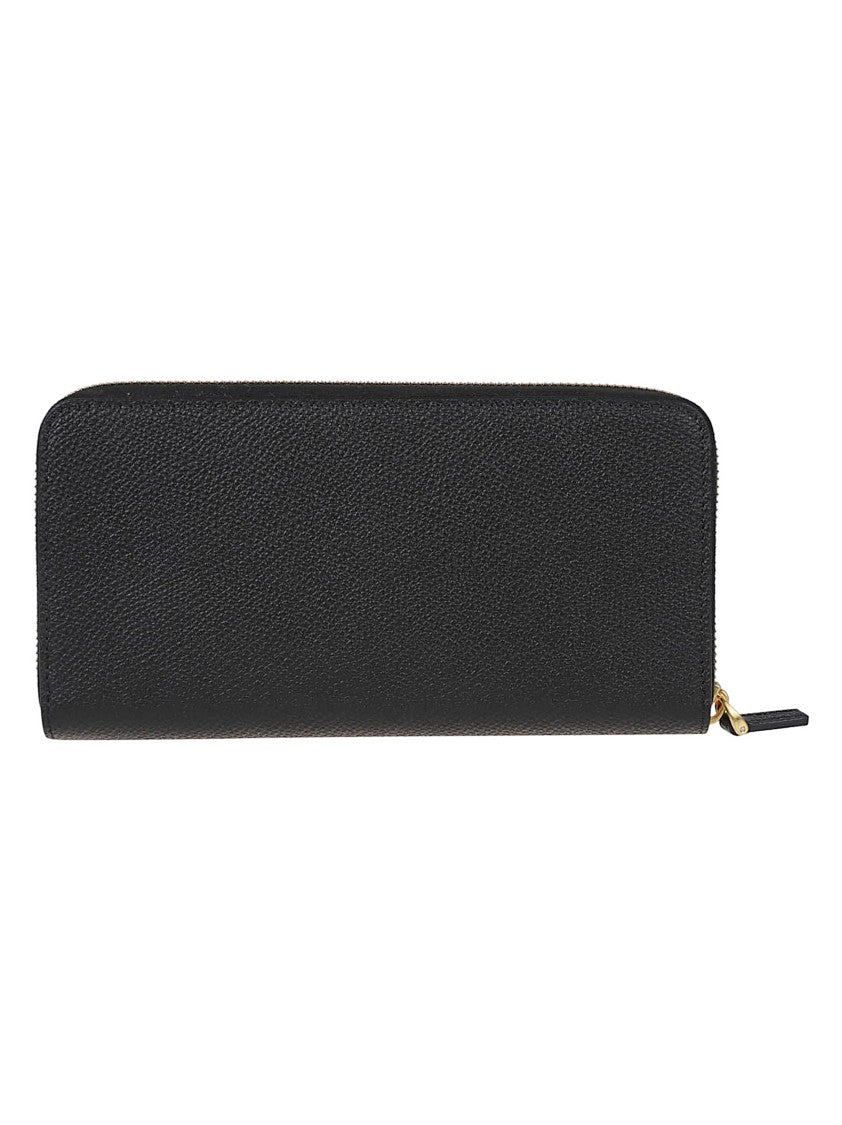Valentino Garavani Textured Leather Zip-Around Wallet With Gold V-Logo