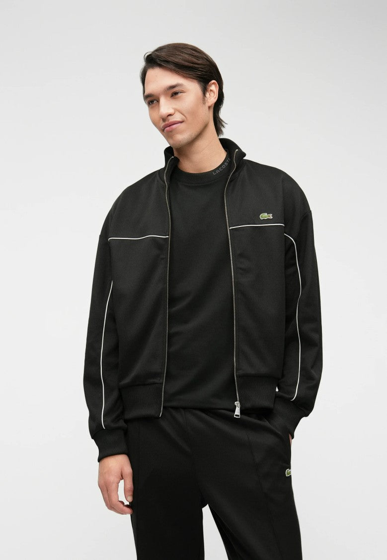 Lacoste Black Cotton Zip Up Sweatshirt