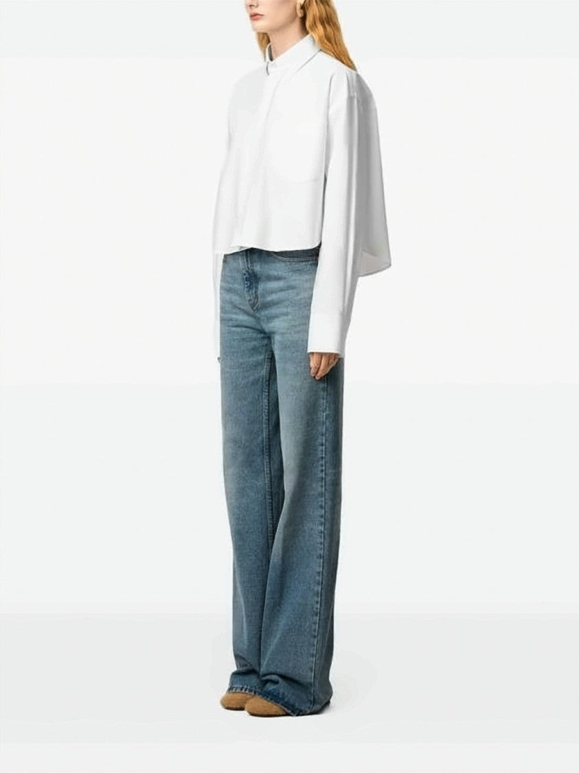 Ami Paris Cropped Oversized Shirt With Heart Logo