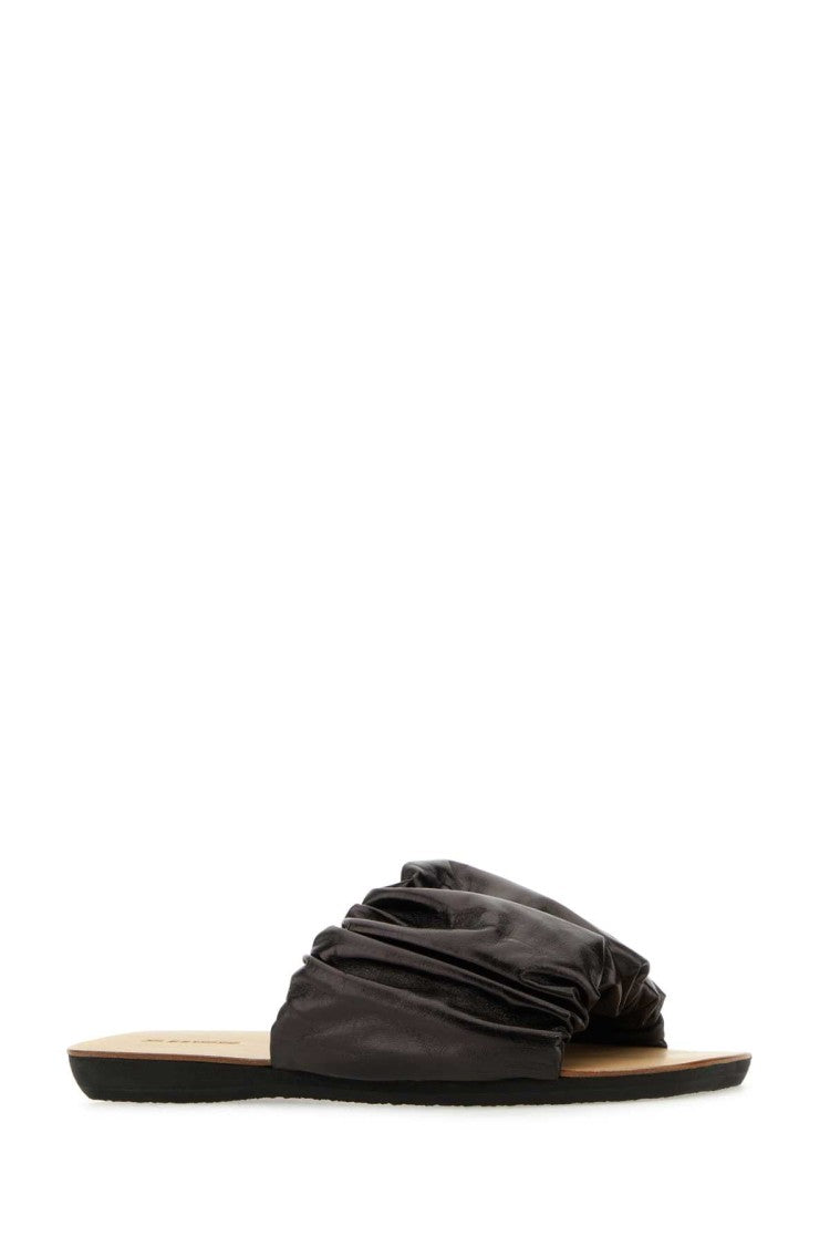 Jil Sander Dark Brown Leather Slippers