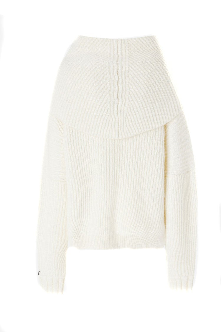 Pinko White Sphynx Acrylic-Mohair Blend Sweater