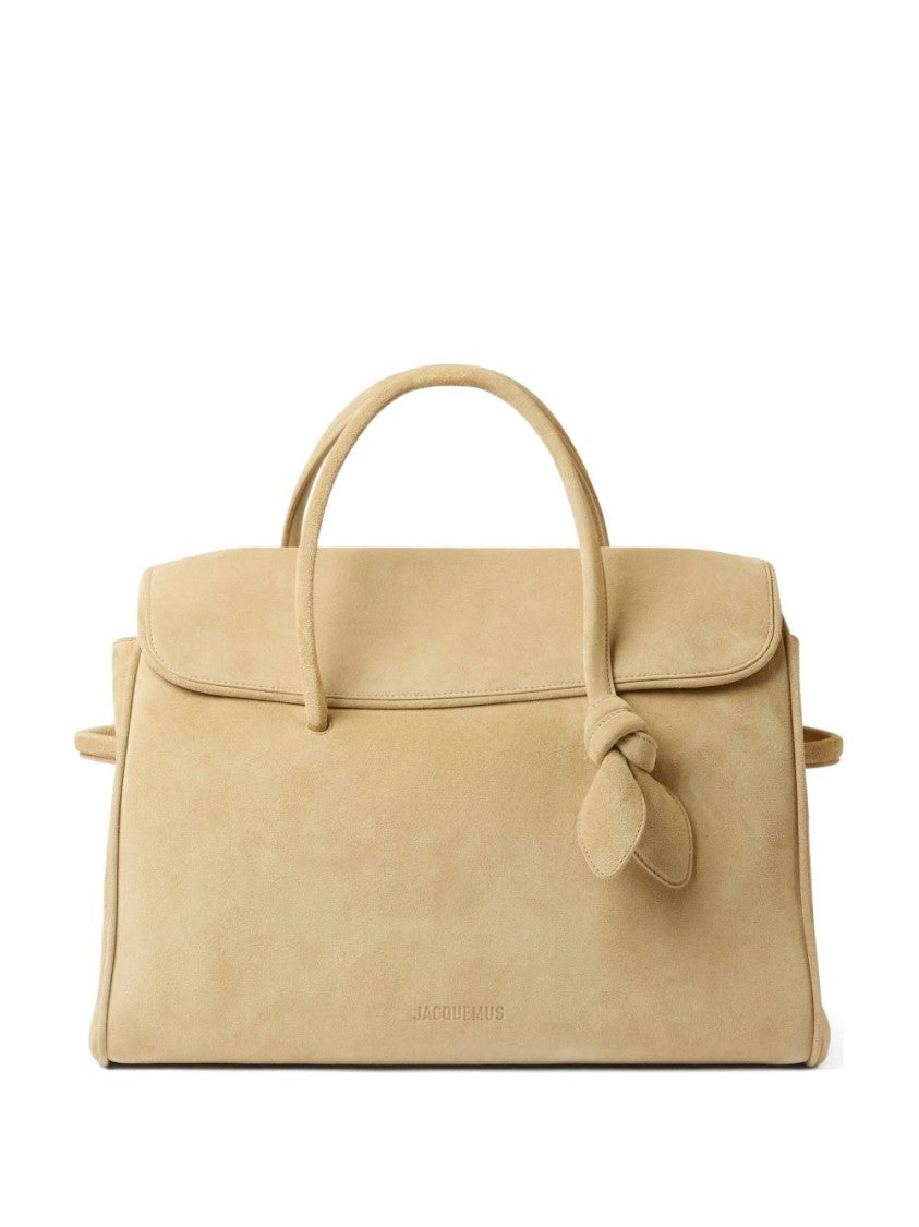 Jacquemus Structured Suede-Like Beige Handbag