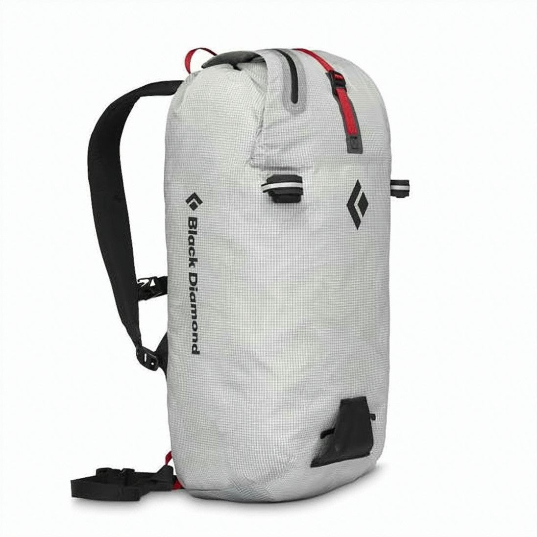 Black Diamond Rectangular Nylon Backpack With Grid Pattern