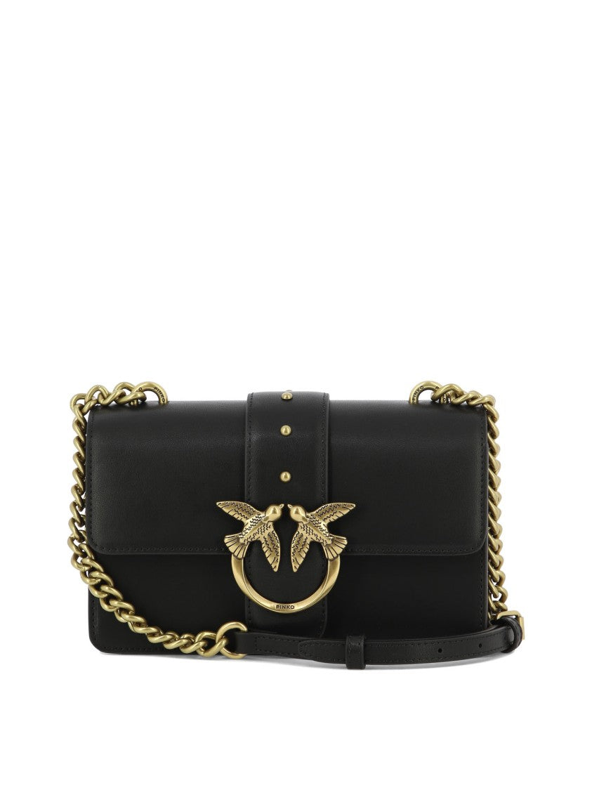 Pinko Compact Black Leather Crossbody Bag