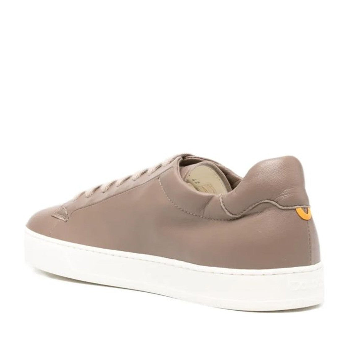 Doucal's Beige Minimalist Rubber Sole Leather Sneakers