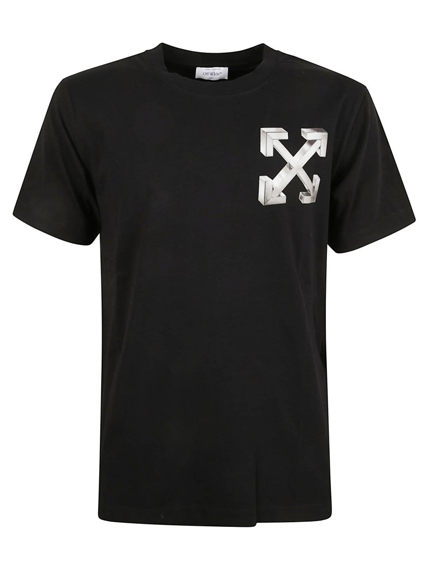 Off-White Short-Sleeved T-Shirt With Choker Neckline