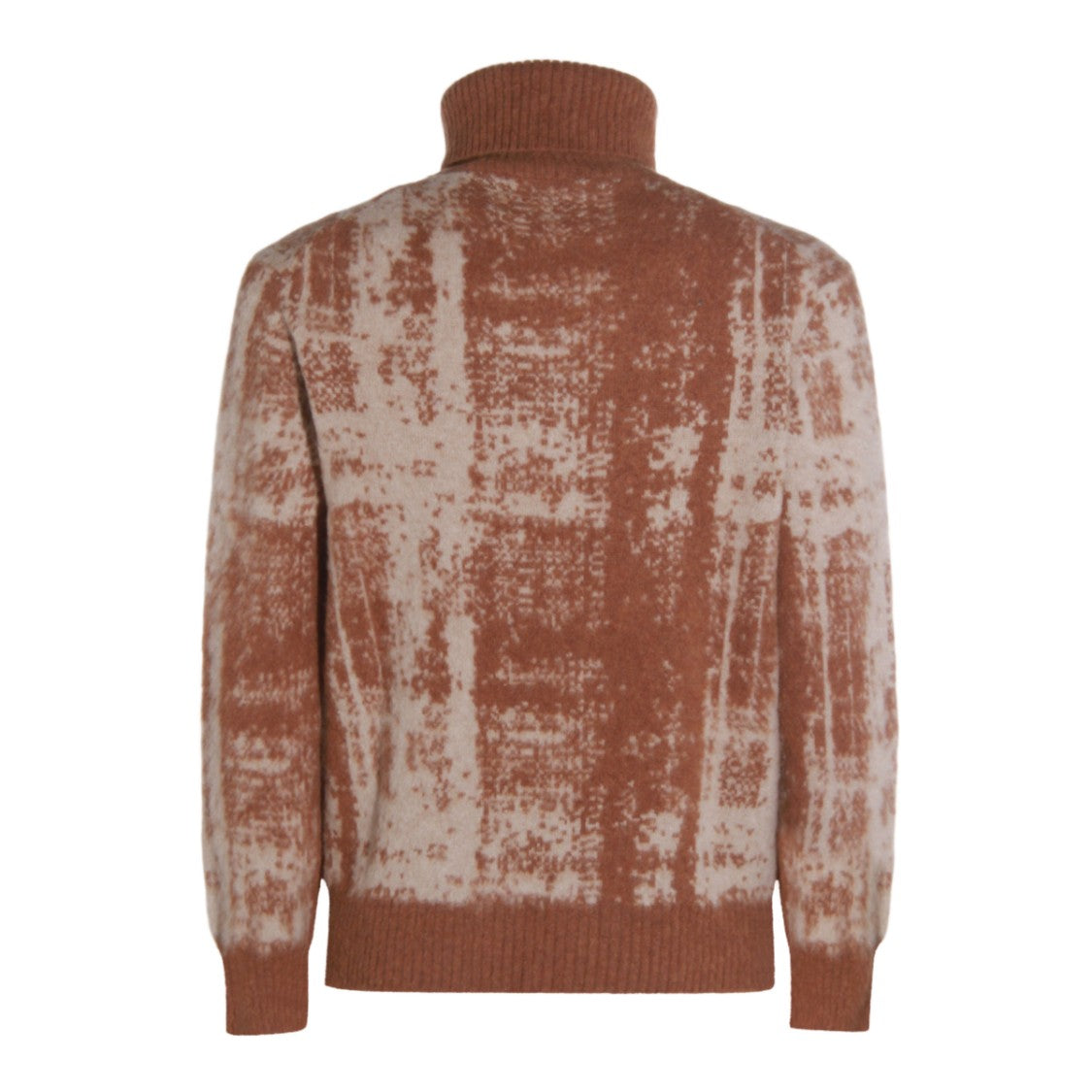 Piacenza Cashmere Textured Abstract Pattern Sweater With High Turtleneck