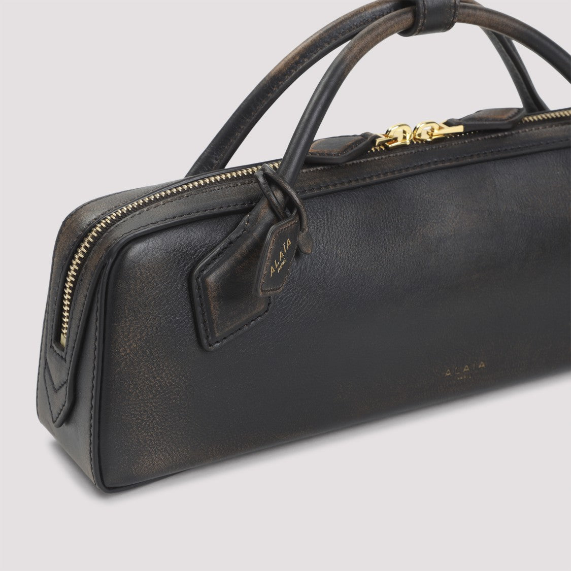 Alaïa Rectangular Black Calf Leather Clutch With Embossed Branding