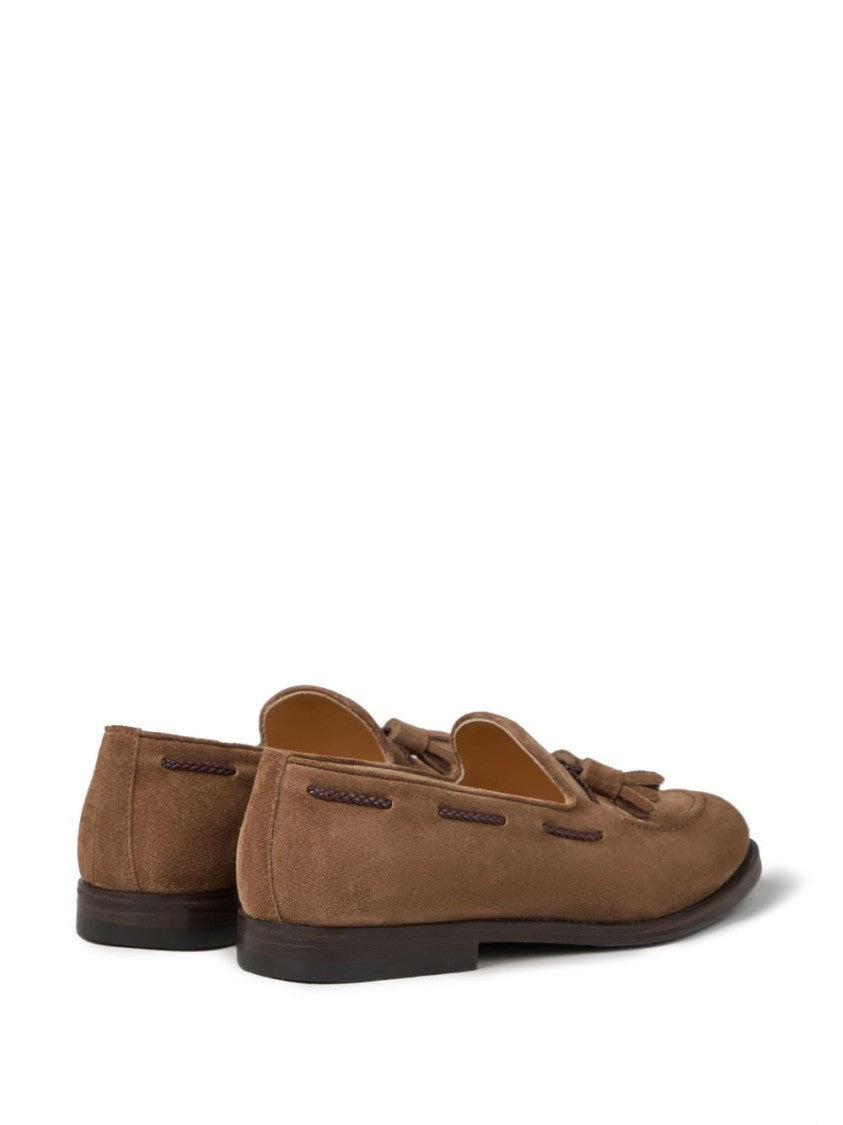 Brunello Cucinelli Brown Suede Slip-On Flat Shoes