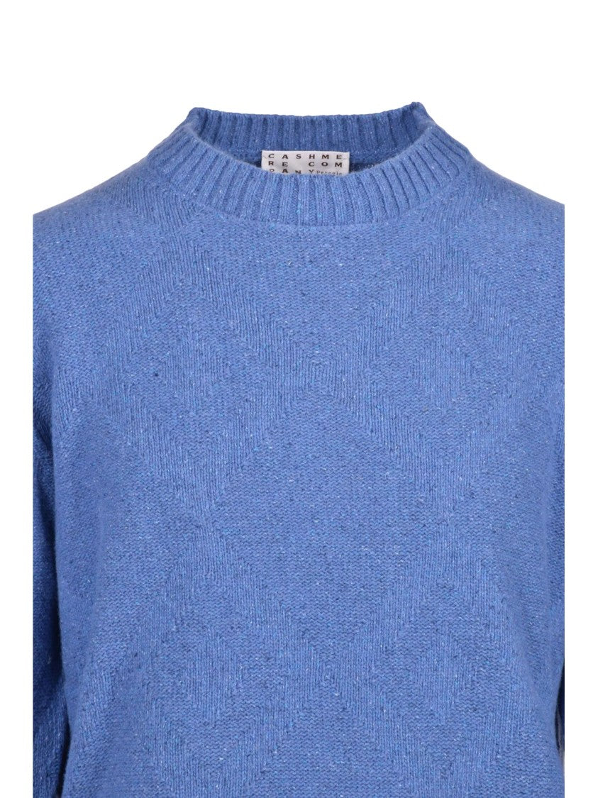 Cashmere Company P. Embroidered Crew Neck Sweater In Light Blue