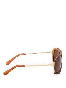 Histoire De Voir Rectangular Frame Sunglasses With Leather And Metal Accents