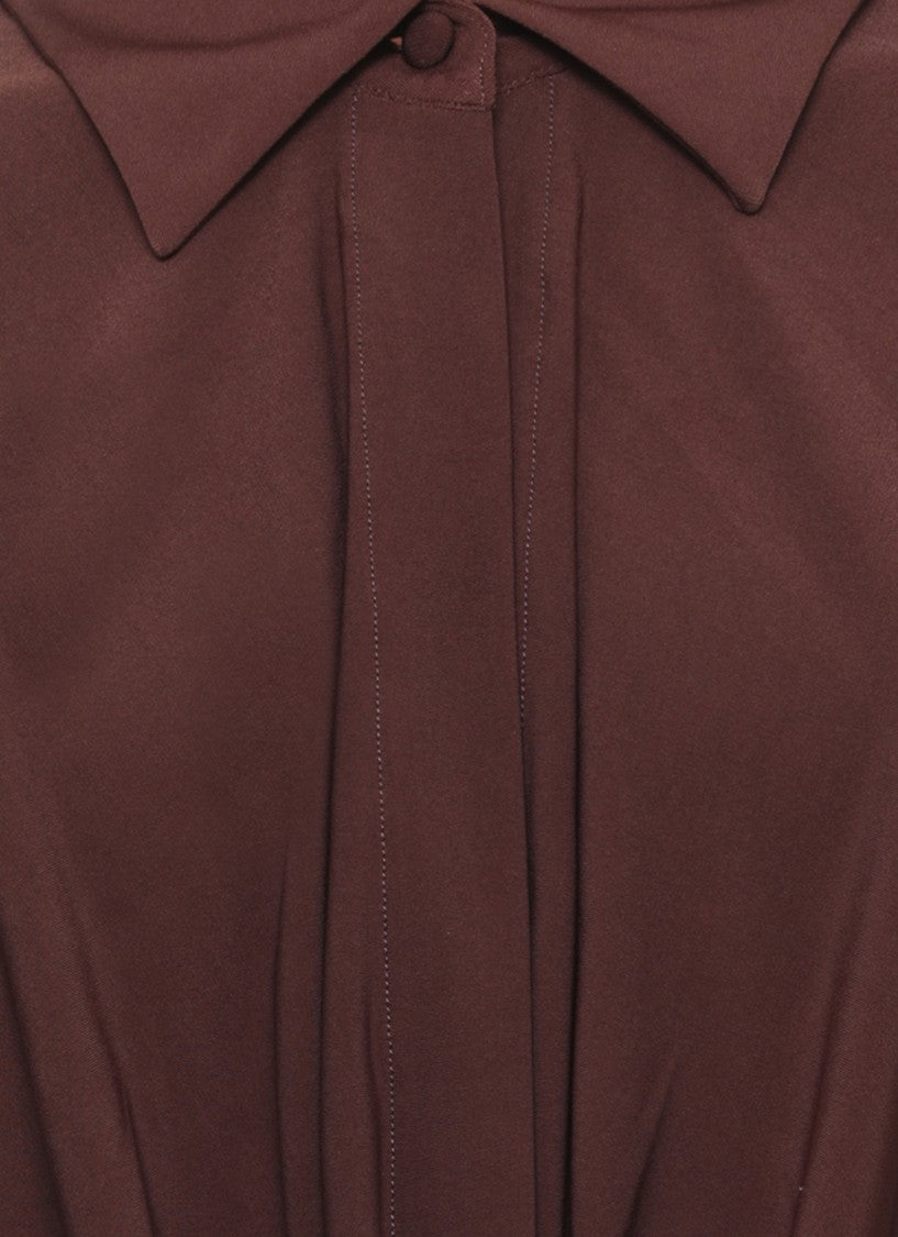 The Andamane Brown Draped Mini Dress