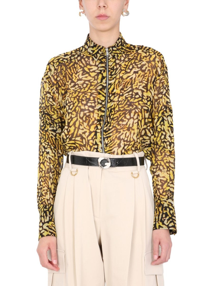 Givenchy Bold Yellow And Black Animal Print Long Shirt